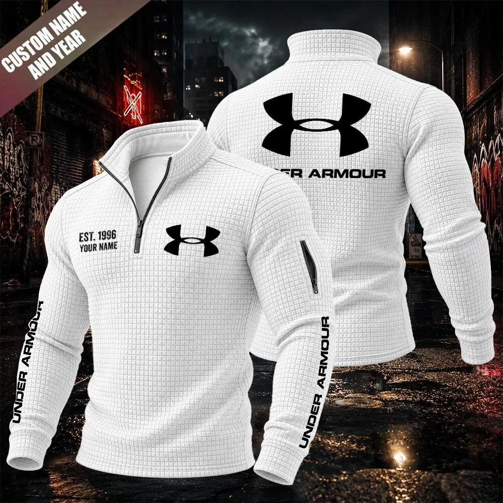 Under Armour Custom Name Year Textured Grid Quarter-Zip Pullover 1 Under Armour Custom Name Year Textured Grid Quarter-Zip Pullover