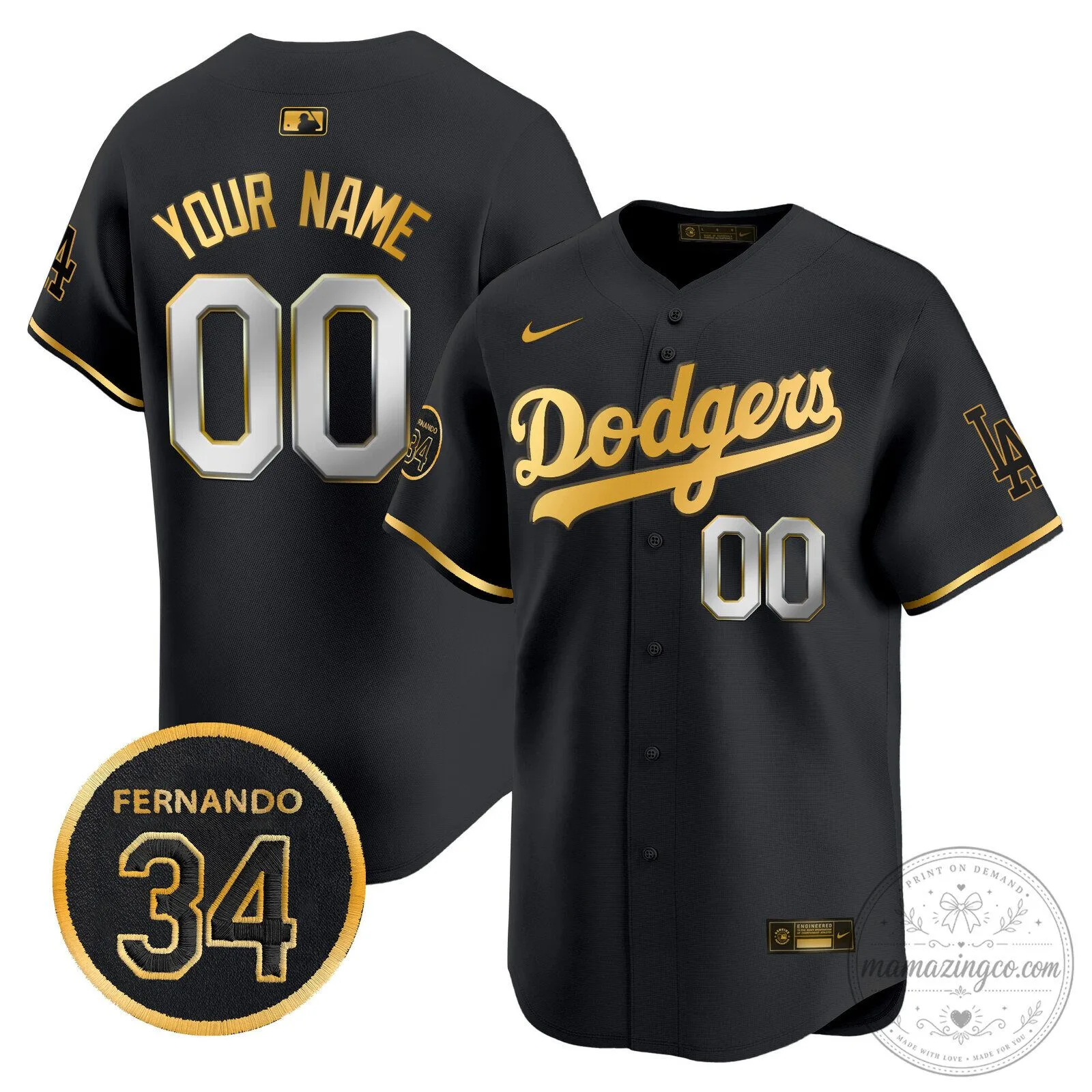 Dodgers Fernando Valenzuela Black Gold Limited Edition Baseball Jersey