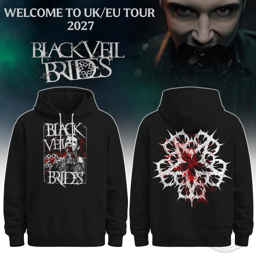 Black Veil Brides Welcome To UK EU Tour 2027 Band Logo Black Hoodie Black Veil Brides Welcome To UK EU Tour 2027 Band Logo Black Hoodie