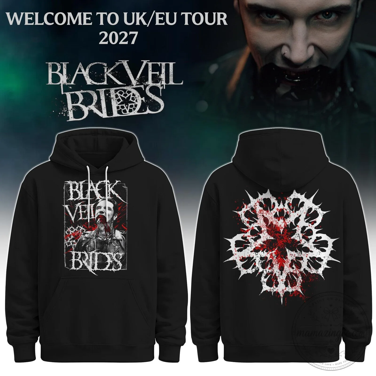 Black Veil Brides Welcome To UK EU Tour 2027 Band Logo Black Hoodie 5 Black Veil Brides Welcome To UK EU Tour 2027 Band Logo Black Hoodie