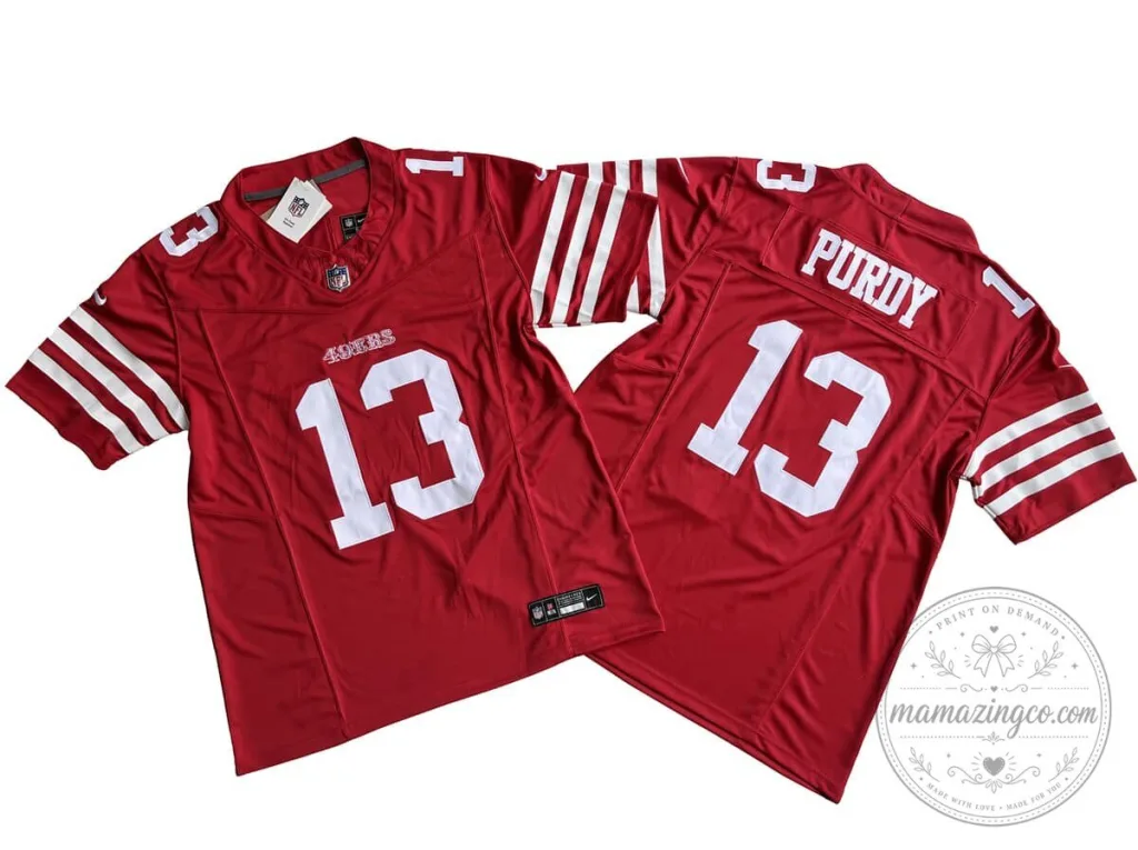 Brock Purdy San Francisco 49ers Scarlet Red Football Jersey Number 13 Brock Purdy San Francisco 49ers Scarlet Red Football Jersey Number 13