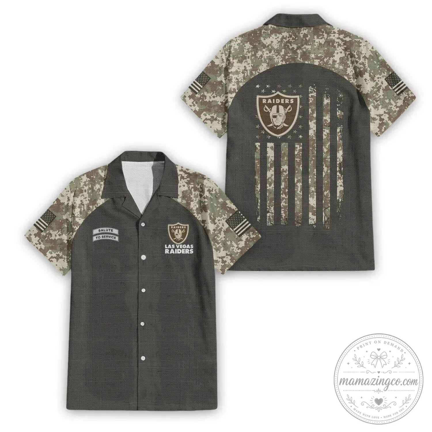 Camouflage Hawaiian Shirt for Salute To Service by Las Vegas Raiders 3 Camouflage Hawaiian Shirt for Salute To Service by Las Vegas Raiders