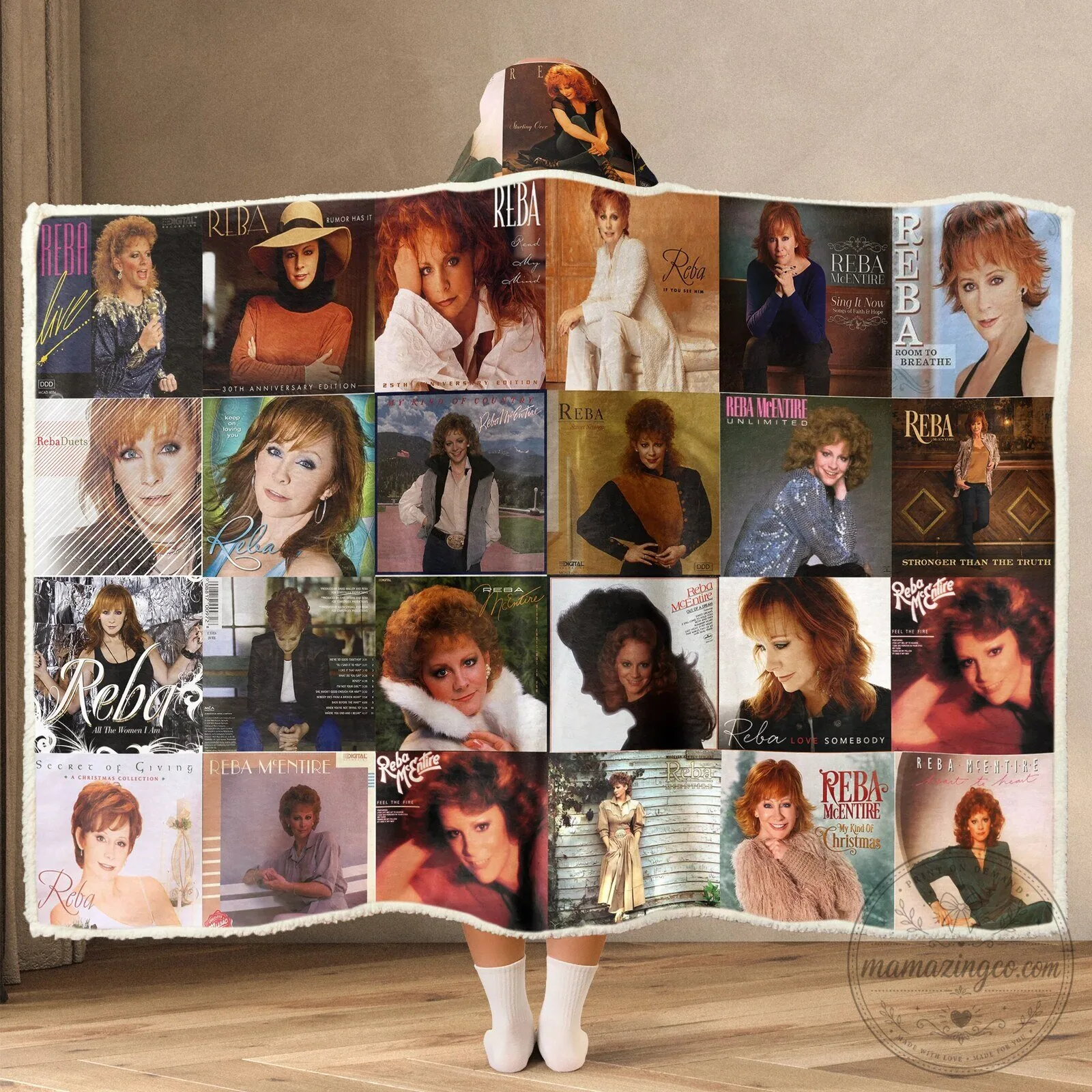 Reba McEntire Country Music Album Covers Hooded Blanket