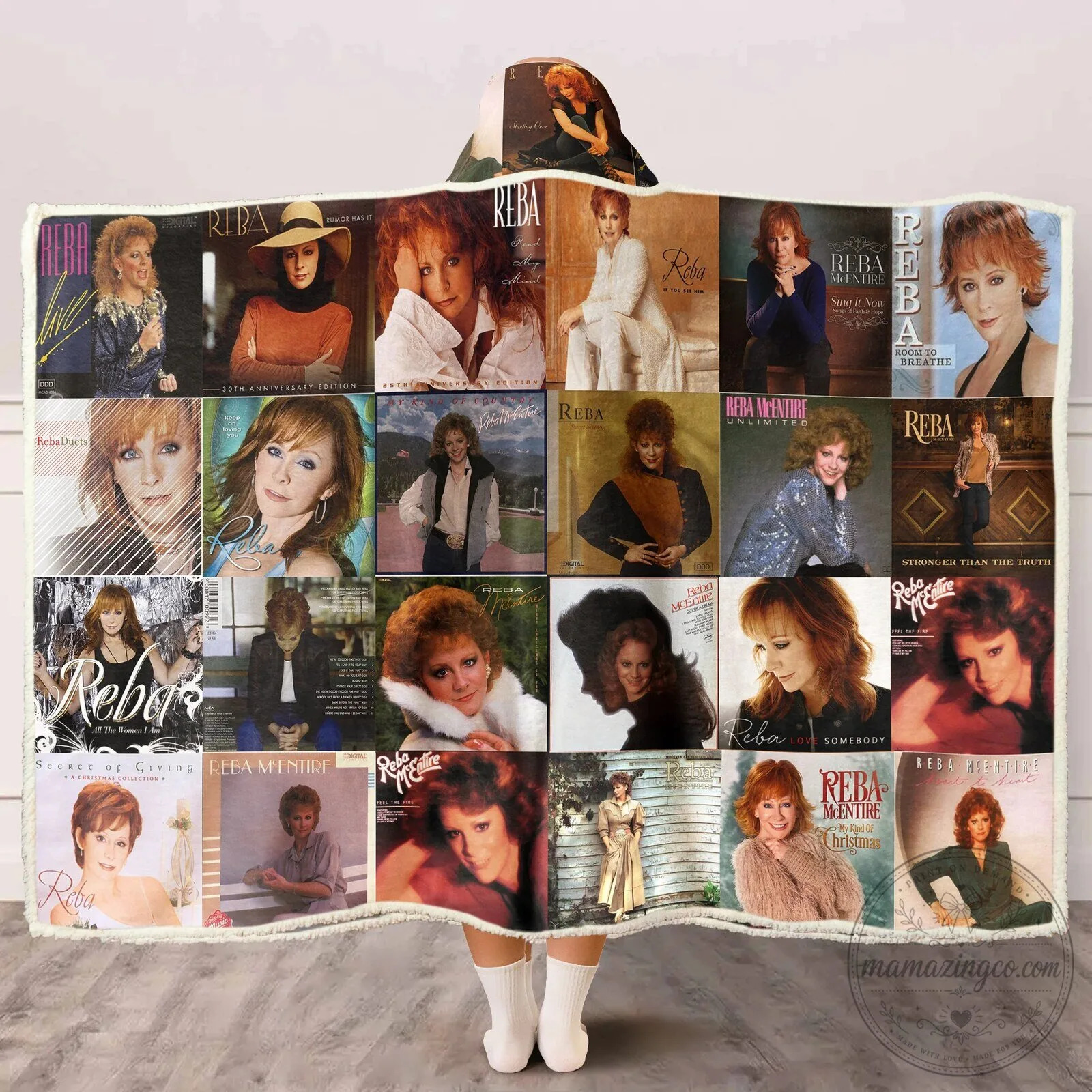Reba McEntire Country Music Album Covers Hooded Blanket 10 Reba McEntire Country Music Album Covers Hooded Blanket