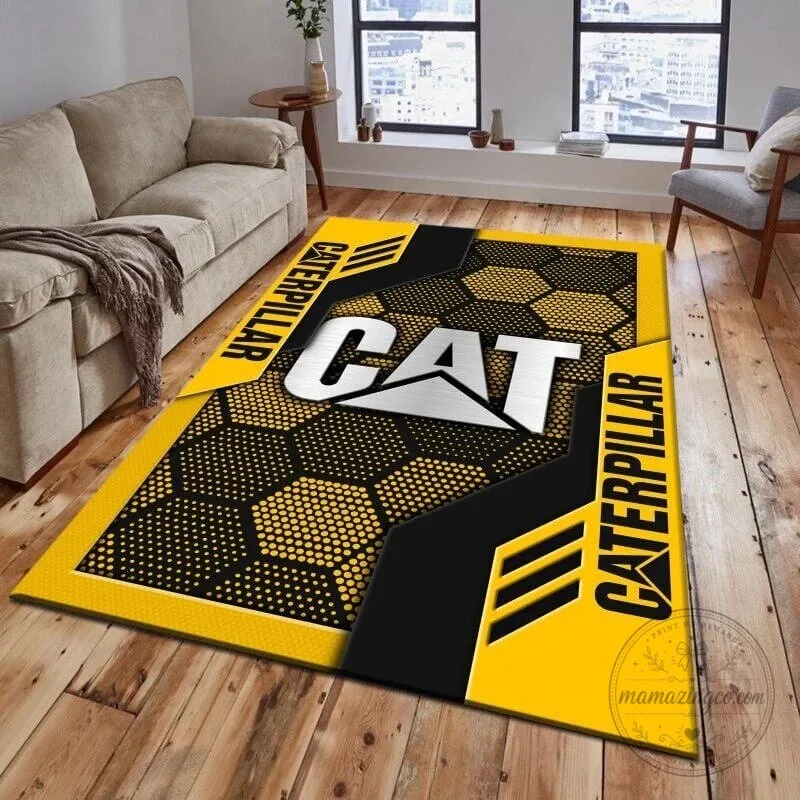 Caterpillar Heavy Equipment Logo Industrial Area Rug