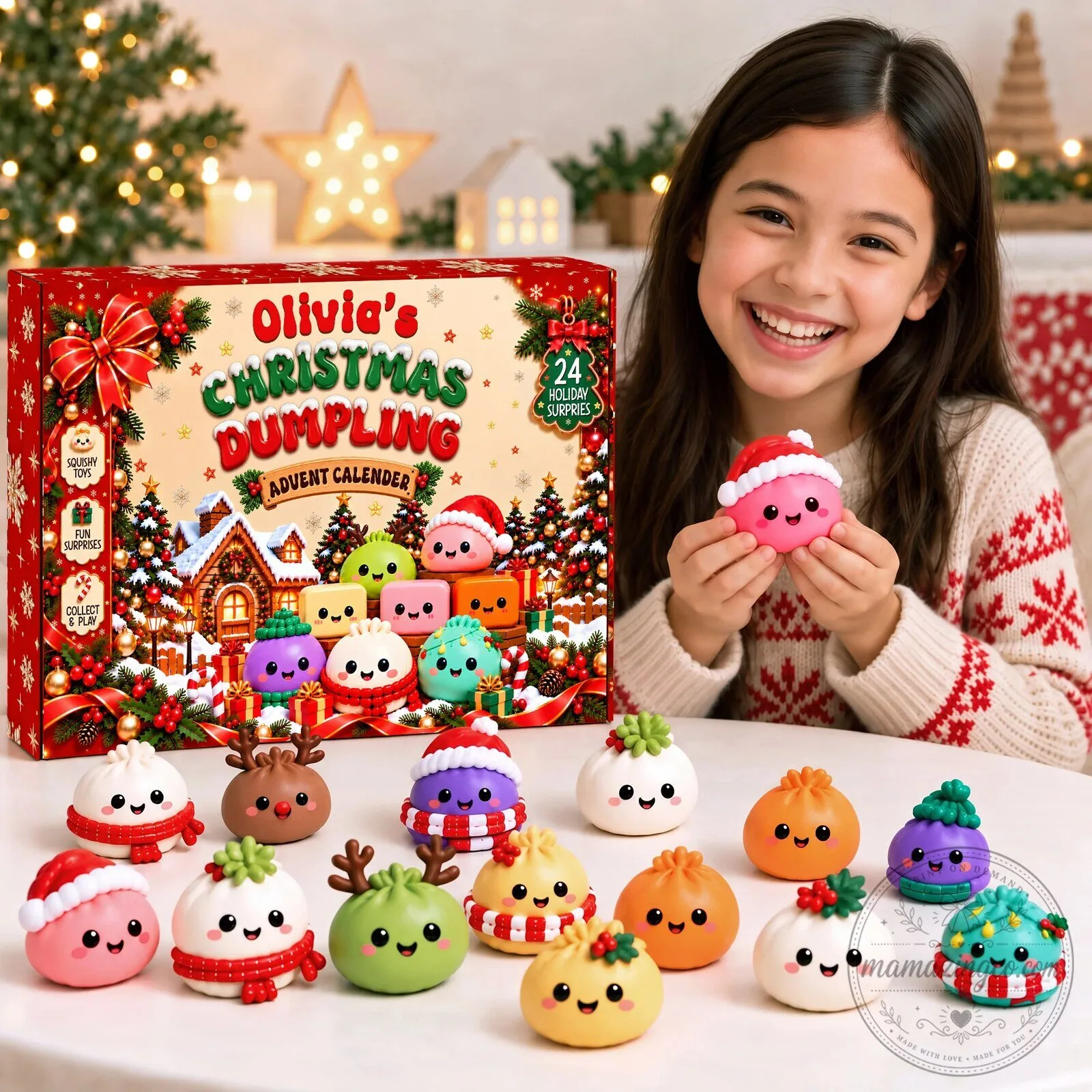 Emma's Christmas Dumpling Advent Calendar with 24 Holiday Squishy Surprises 8 Emma