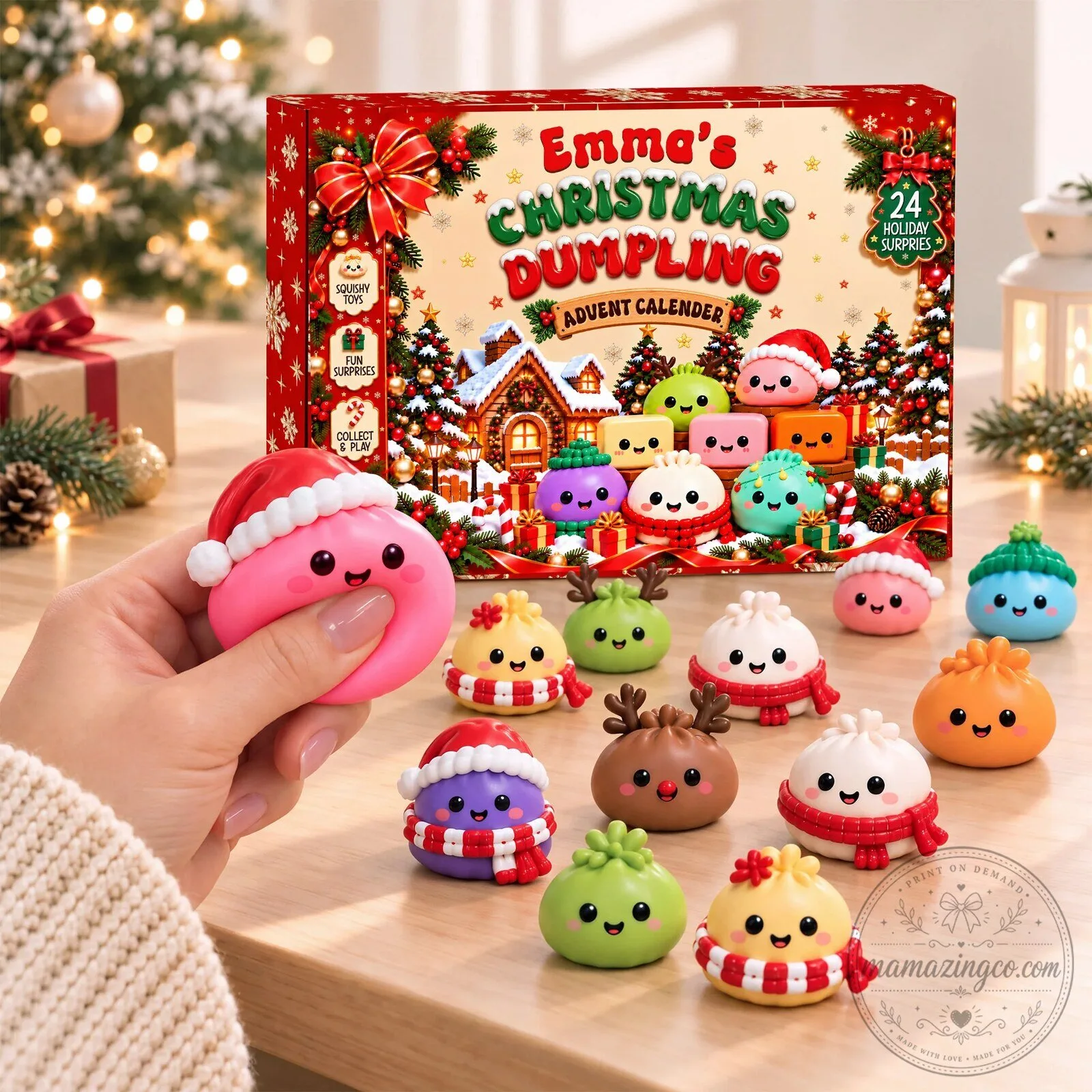Emma's Christmas Dumpling Advent Calendar with 24 Holiday Squishy Surprises 9 Emma