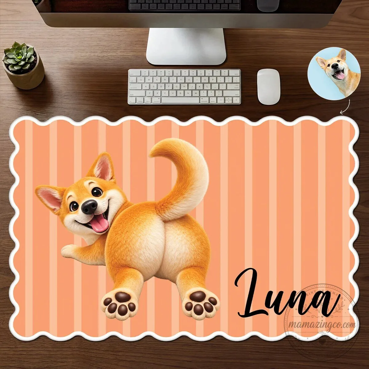 Personalized Shiba Inu Dog Butt Desk Mat with Custom Name 4 Personalized Shiba Inu Dog Butt Desk Mat with Custom Name