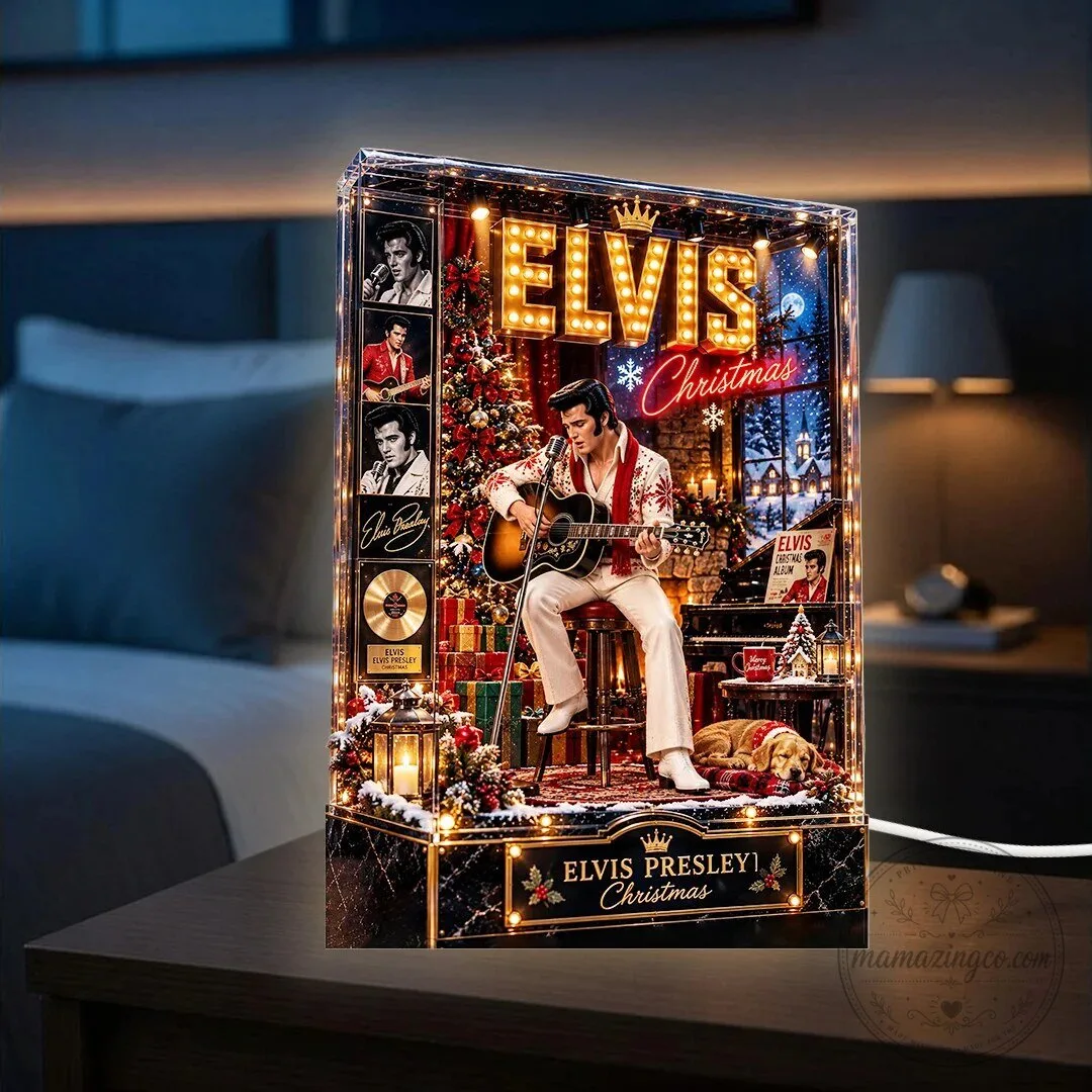 Elvis Presley Christmas Light Box Acrylic Musical Figurine 1 Elvis Presley Christmas Light Box Acrylic Musical Figurine
