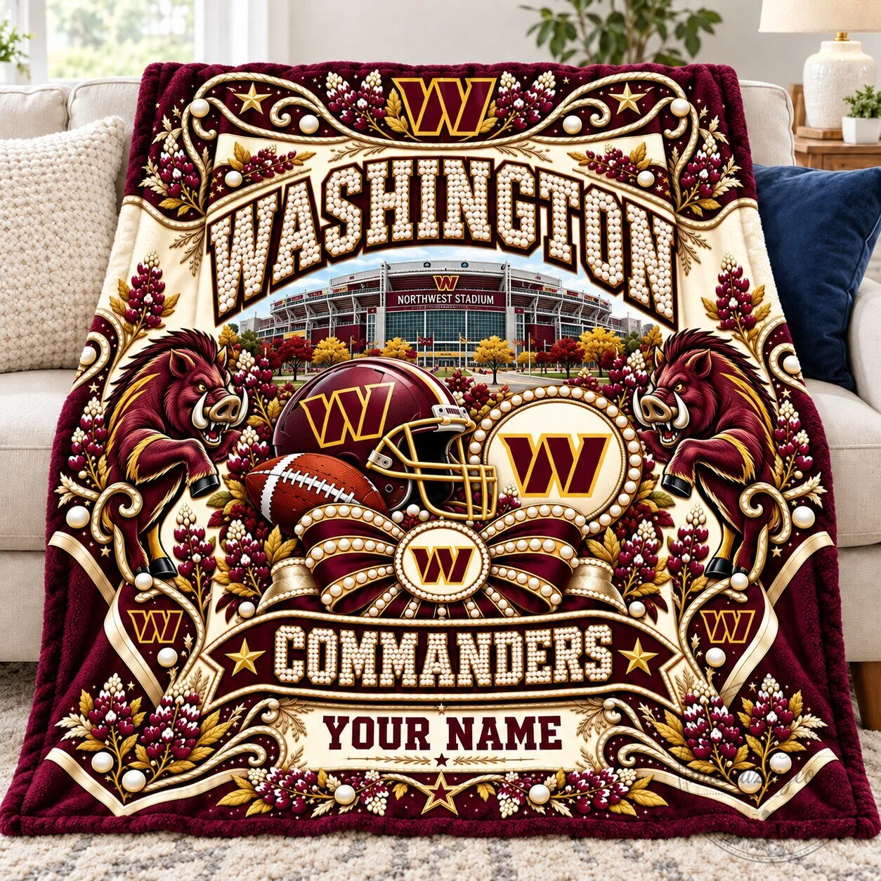 Personalized Blanket for Washington Commanders at Northwest Stadium