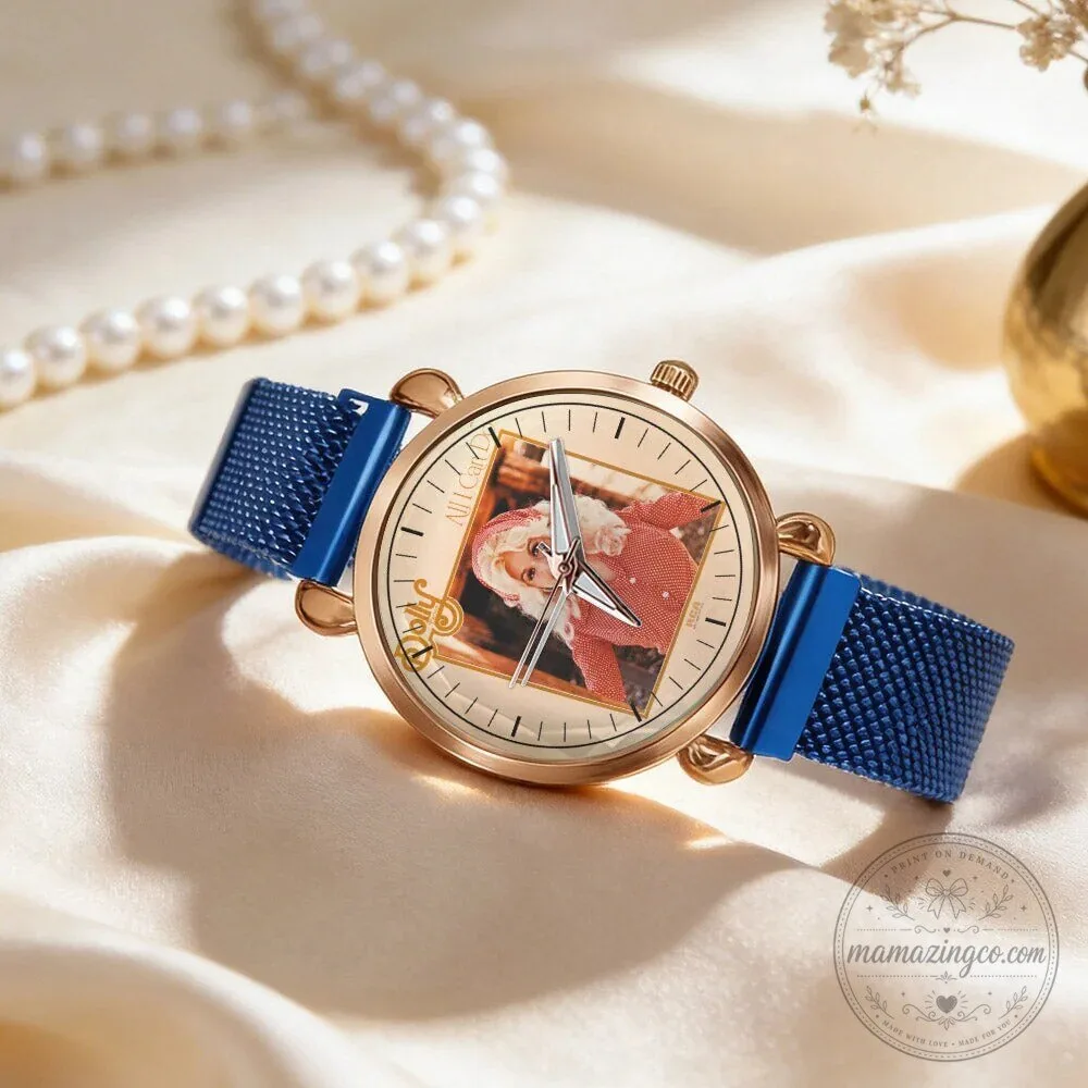 Dolly Parton Vintage Portrait Country Music Icon Watch with Black Mesh Band 67 Dolly Parton Vintage Portrait Country Music Icon Watch with Black Mesh Band