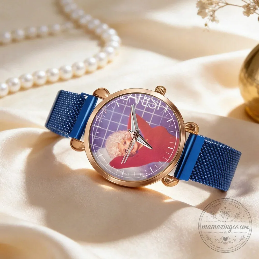 Dolly Parton Vintage Portrait Country Music Icon Watch with Black Mesh Band 91 Dolly Parton Vintage Portrait Country Music Icon Watch with Black Mesh Band