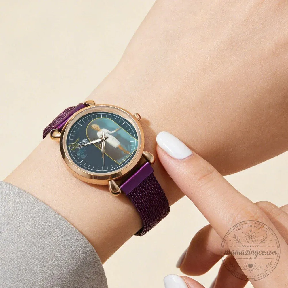 Dolly Parton Vintage Portrait Country Music Icon Watch with Black Mesh Band 116 Dolly Parton Vintage Portrait Country Music Icon Watch with Black Mesh Band