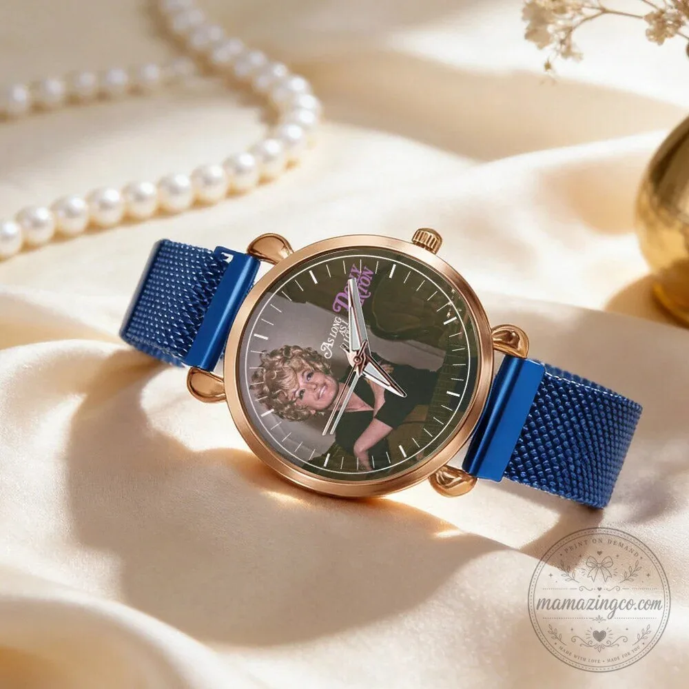 Dolly Parton Vintage Portrait Country Music Icon Watch with Black Mesh Band 119 Dolly Parton Vintage Portrait Country Music Icon Watch with Black Mesh Band
