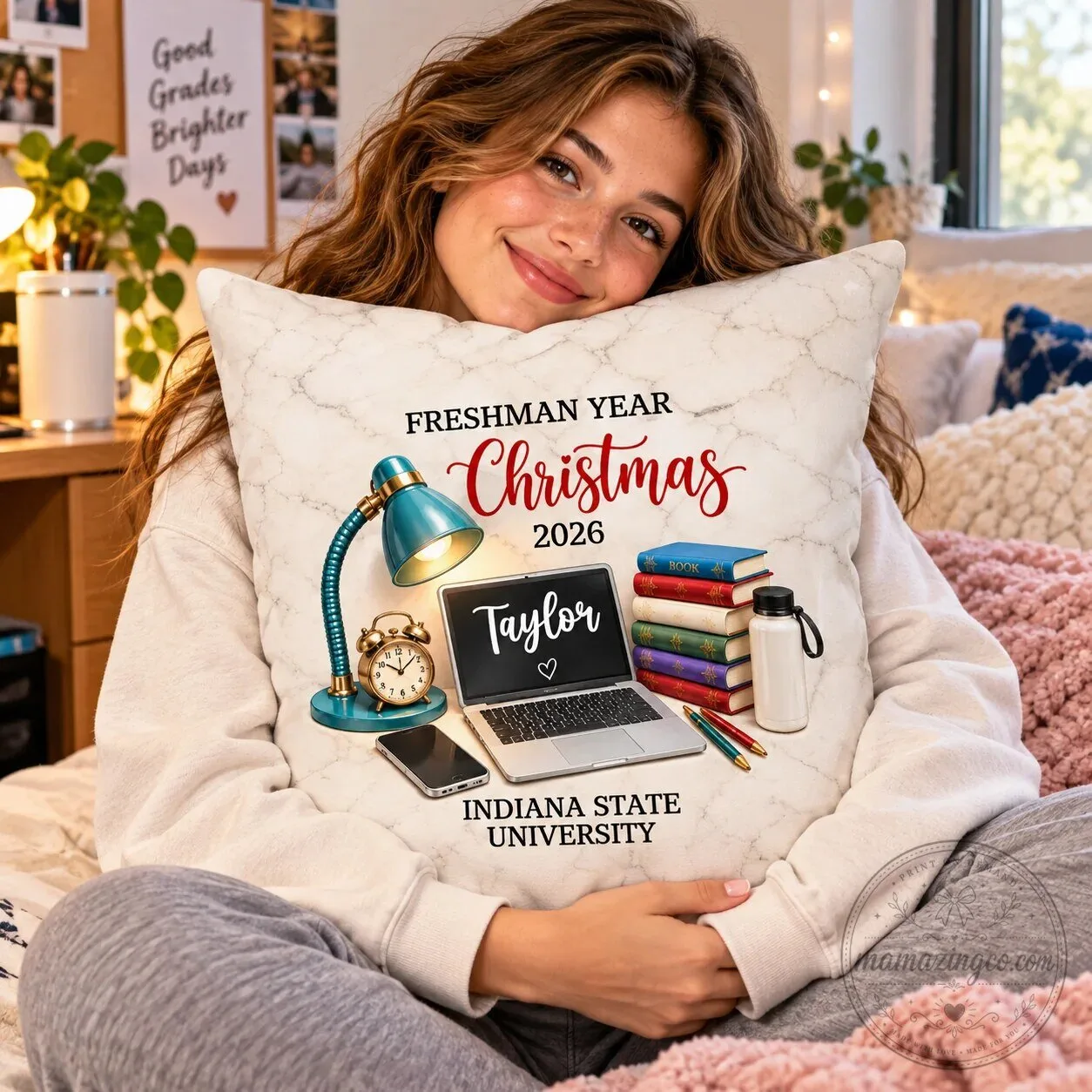 Freshman Year Christmas Study Desk Personalized Pillow for College Student 11 Freshman Year Christmas Study Desk Personalized Pillow for College Student