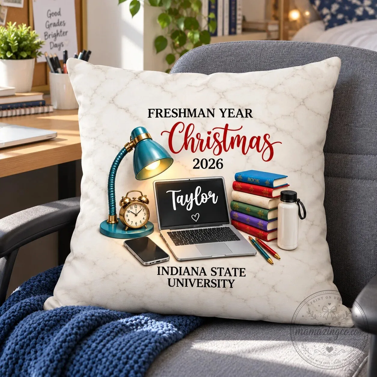Freshman Year Christmas Study Desk Personalized Pillow for College Student 12 Freshman Year Christmas Study Desk Personalized Pillow for College Student