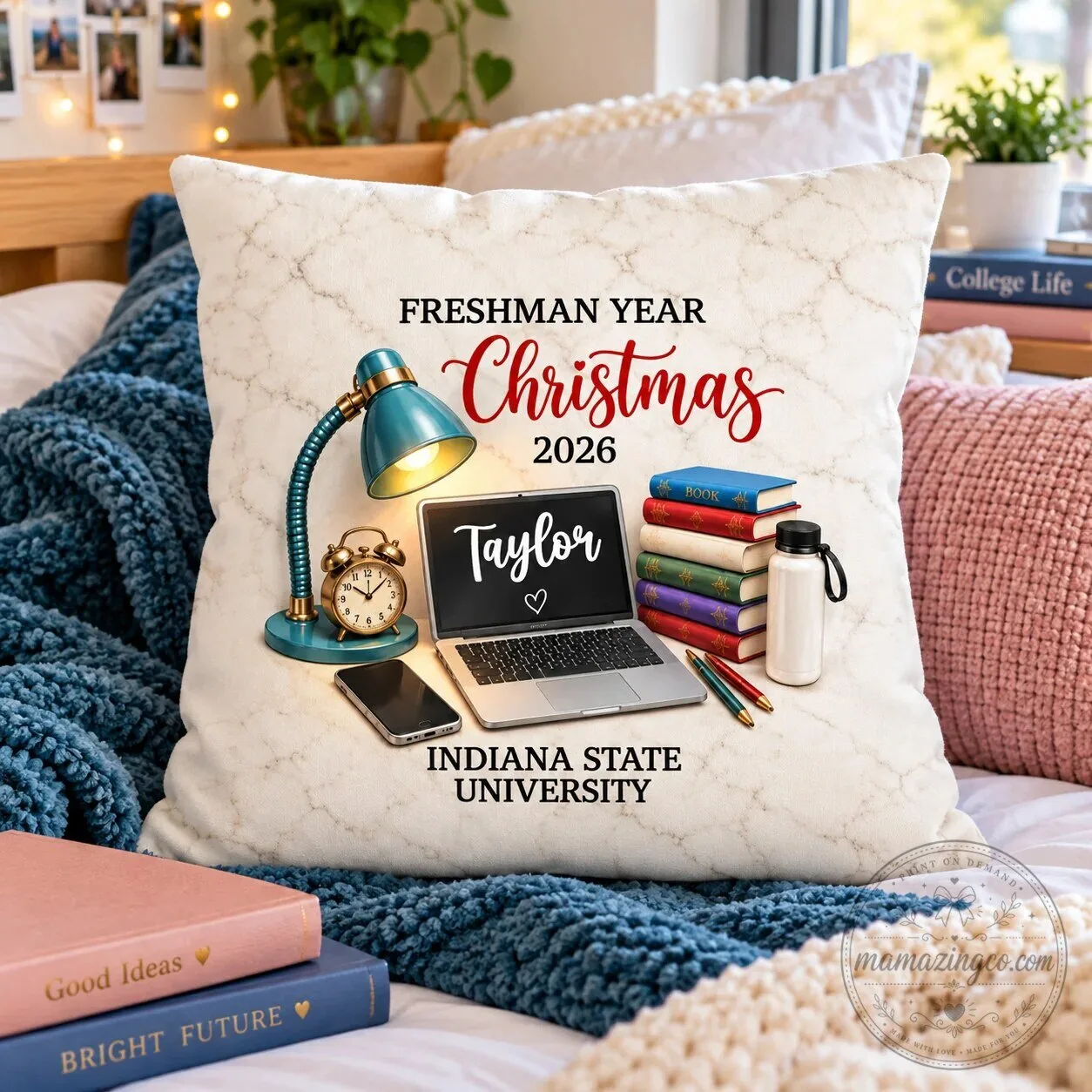 Freshman Year Christmas Study Desk Personalized Pillow for College Student 13 Freshman Year Christmas Study Desk Personalized Pillow for College Student