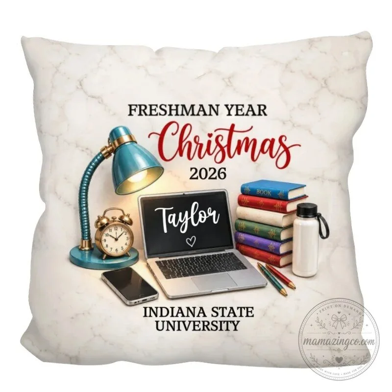 Freshman Year Christmas Study Desk Personalized Pillow for College Student 17 Freshman Year Christmas Study Desk Personalized Pillow for College Student