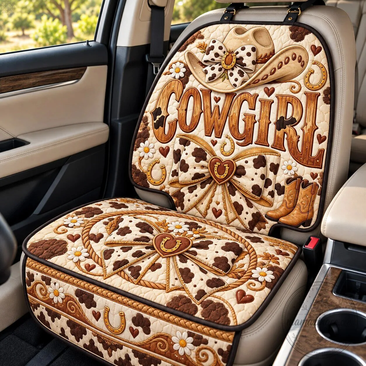 Cowgirl Western Quilted Car Seat Protector Cover