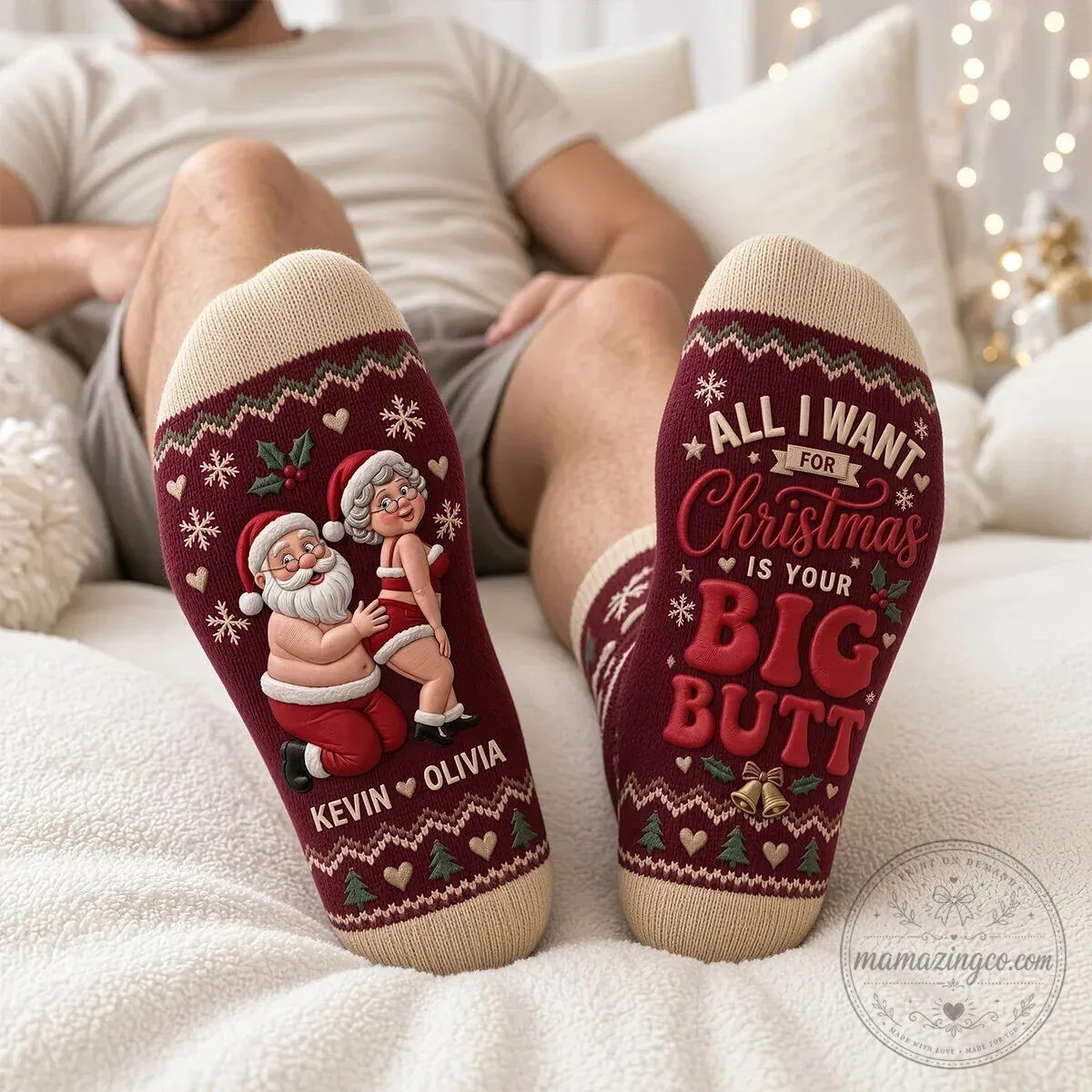 Personalized All I Want For Christmas Is Your Big Butt Funny Socks