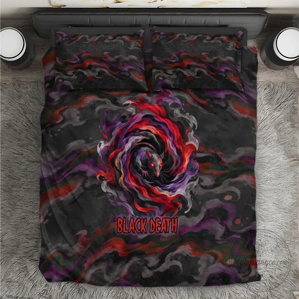 Black Death Plague Doctor Rat Horror Gothic Fantasy Bedding Set