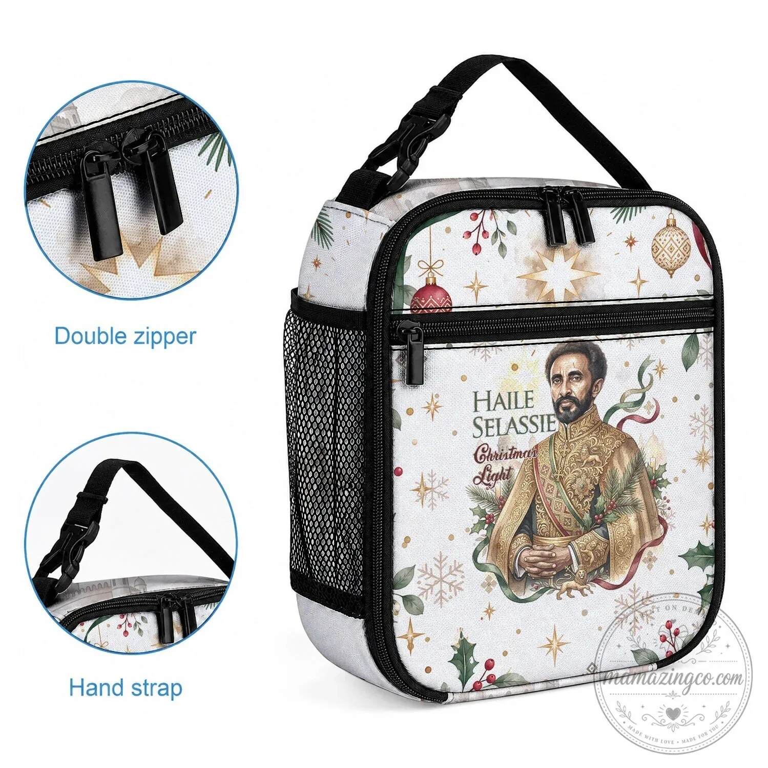 Haile Selassie Christmas Light Insulated Lunch Bag 6 Haile Selassie Christmas Light Insulated Lunch Bag
