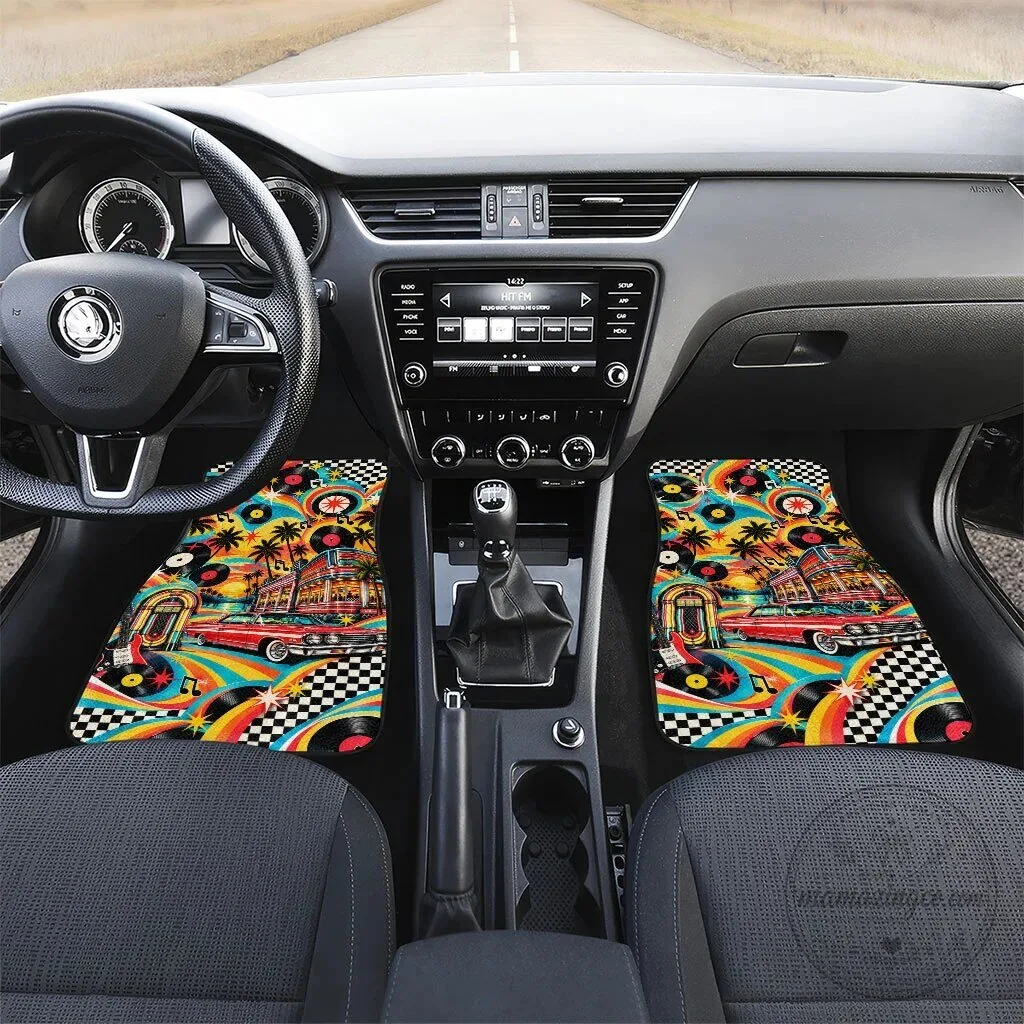 Baby Boomers Generation Vintage Retro Classic Car and Vinyl Records Car Mat Set 10 Baby Boomers Generation Vintage Retro Classic Car and Vinyl Records Car Mat Set