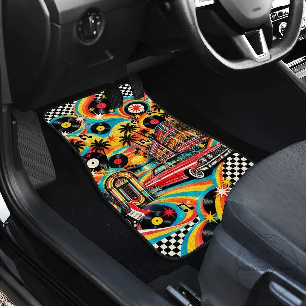 Baby Boomers Generation Vintage Retro Classic Car and Vinyl Records Car Mat Set 13 Baby Boomers Generation Vintage Retro Classic Car and Vinyl Records Car Mat Set