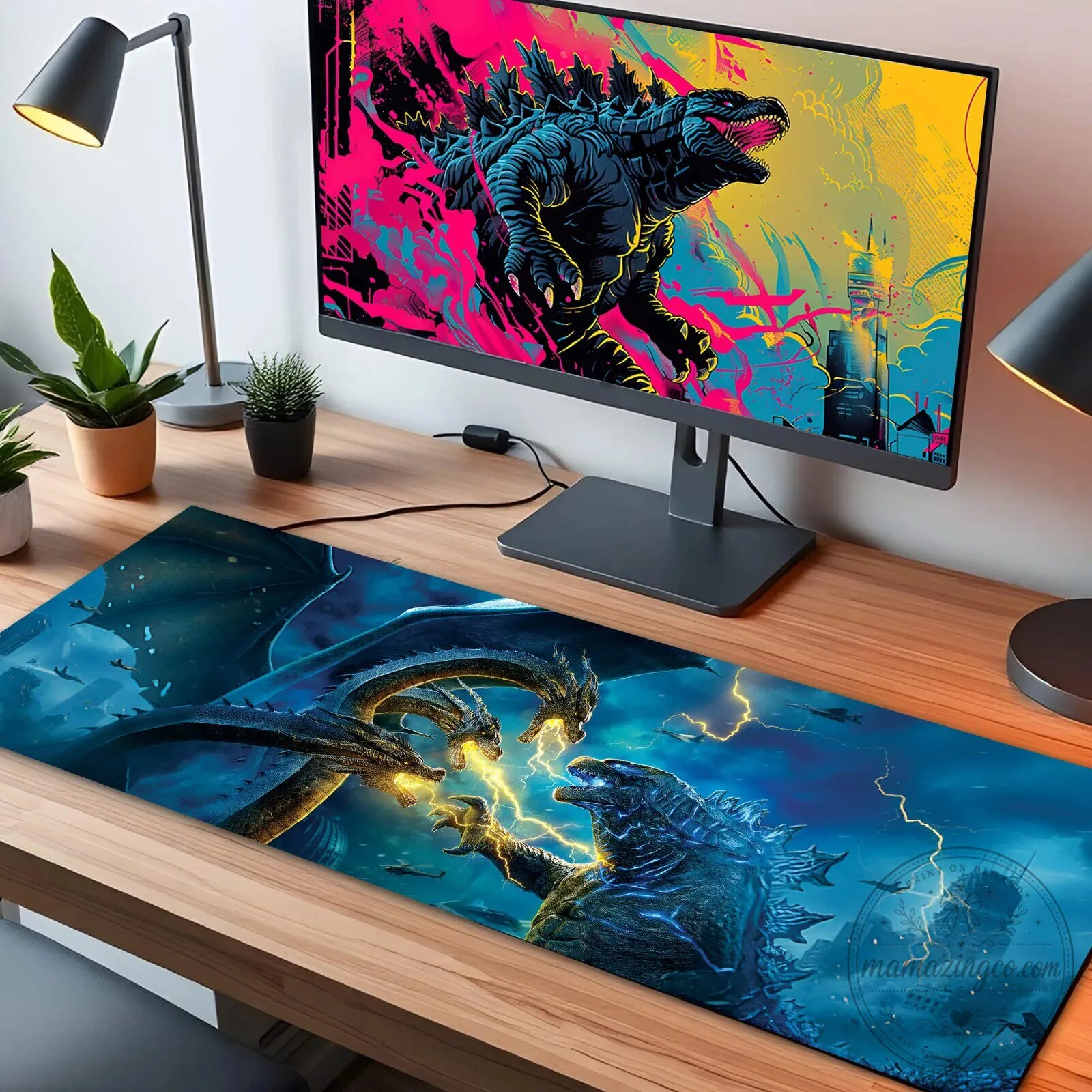 Godzilla King Ghidorah Monster Battle LED Gaming Mouse Pad Desk Mat 8 Godzilla King Ghidorah Monster Battle LED Gaming Mouse Pad Desk Mat