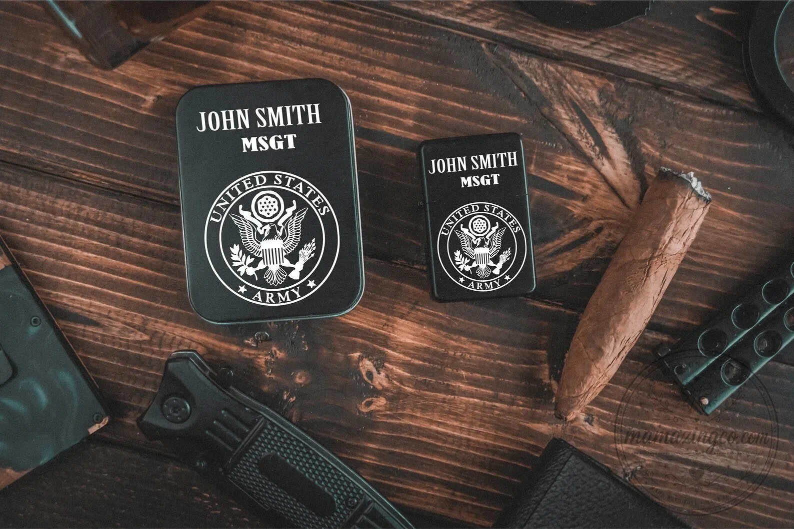 Personalized United States Army Master Sergeant John Smith Zippo Lighter