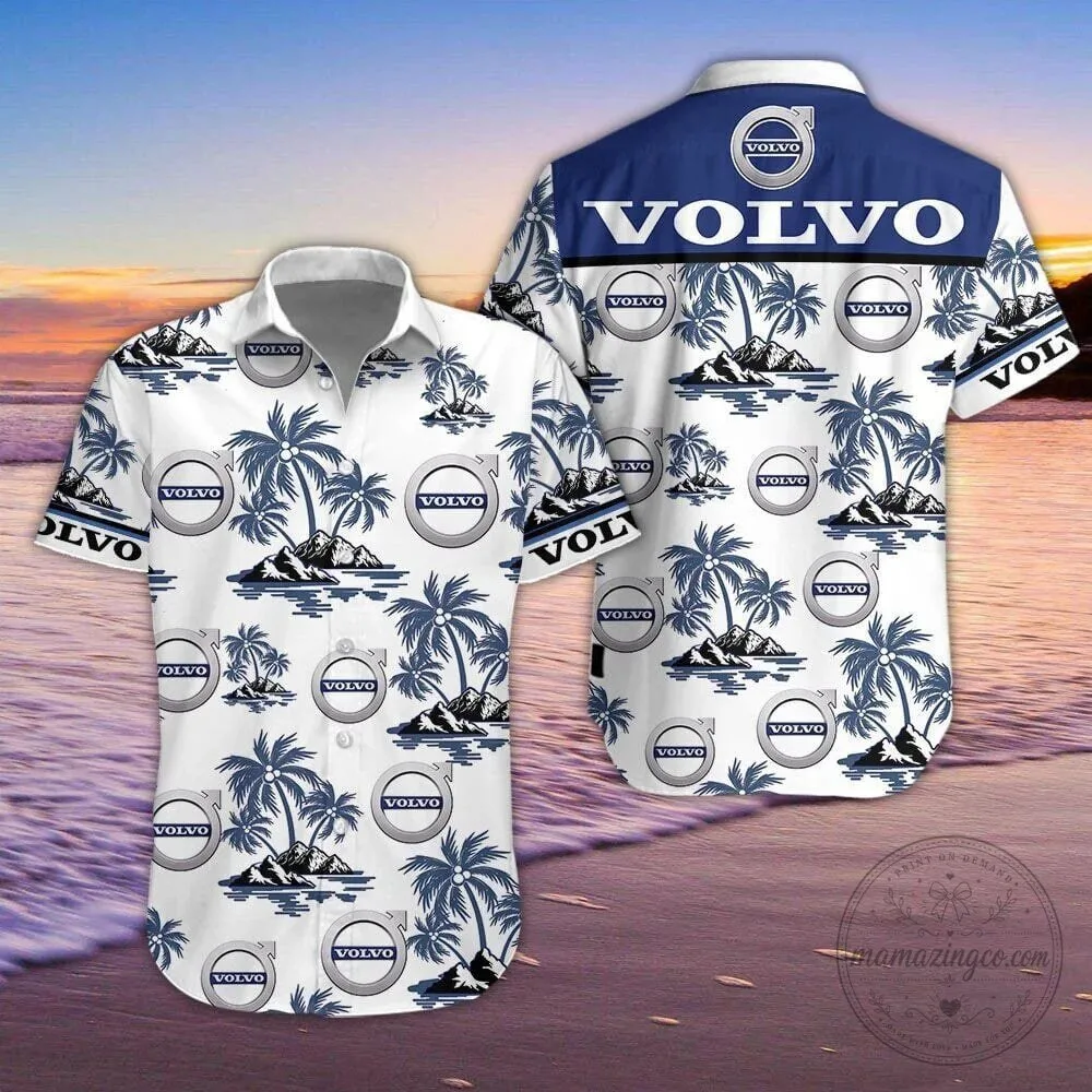 Volvo Car Company Logo Tropical Beach Palm Tree Hawaiian Shirt