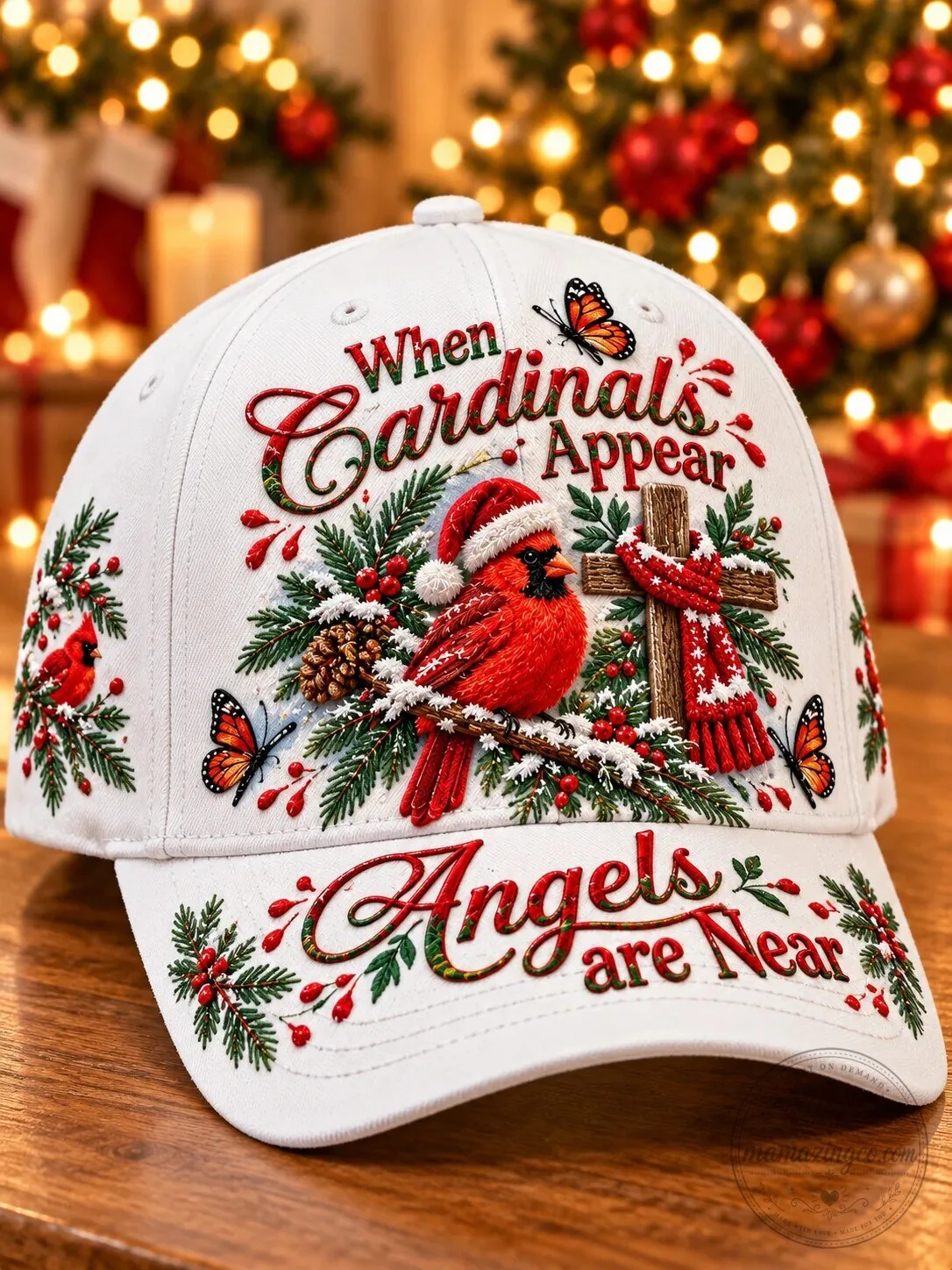 When Cardinals Appear Angels Are Near Christmas Cardinal Embroidered Cap Hat