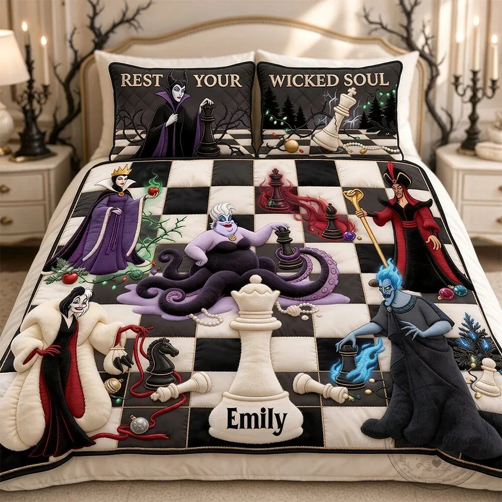 Disney Villains Chess Game Personalized Quilt Bedding Set with Pillow Shams