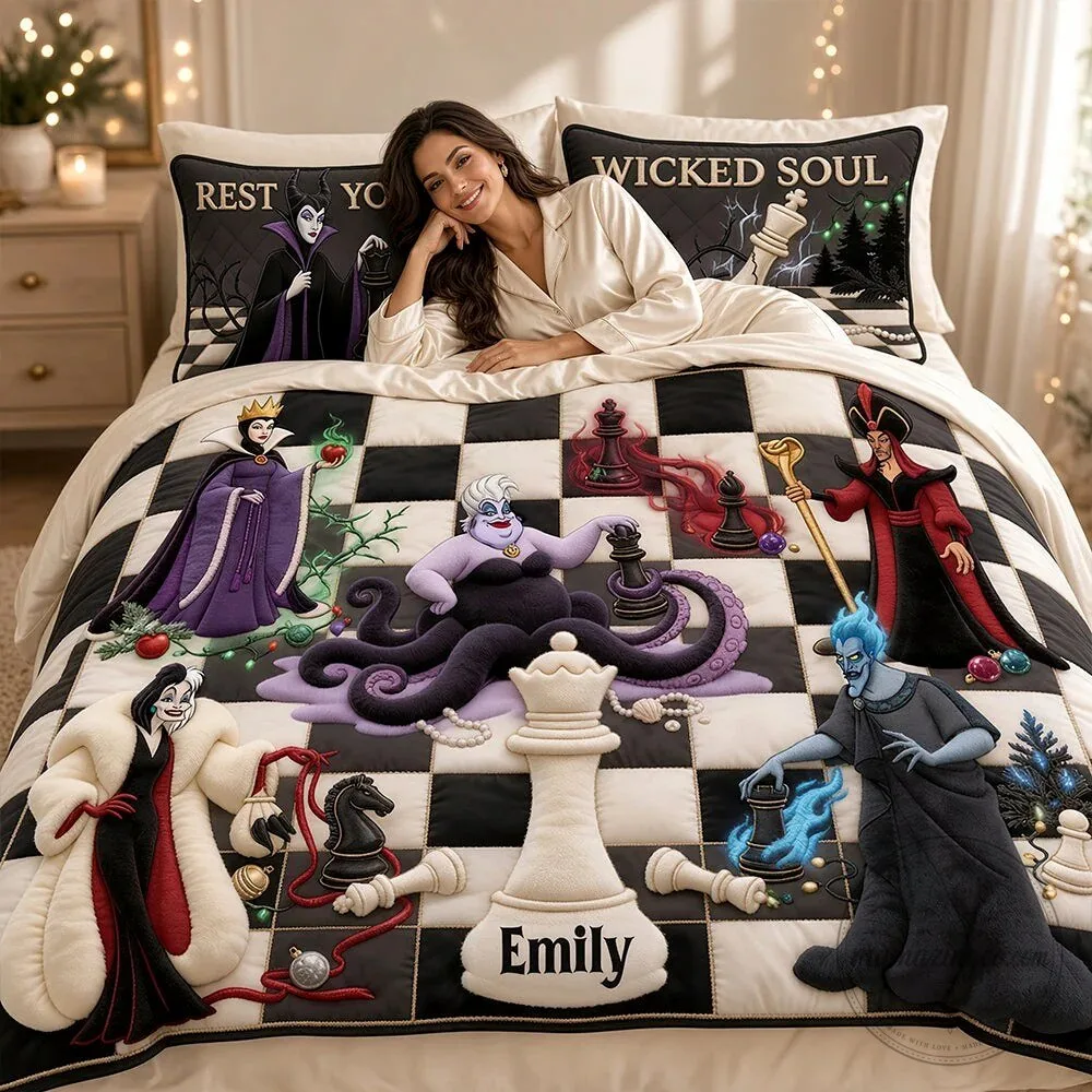 Disney Villains Chess Game Personalized Quilt Bedding Set with Pillow Shams 7 Disney Villains Chess Game Personalized Quilt Bedding Set with Pillow Shams