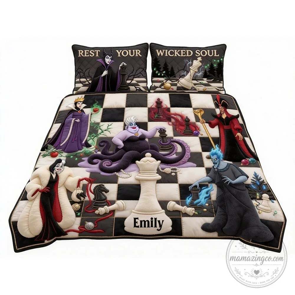 Disney Villains Chess Game Personalized Quilt Bedding Set with Pillow Shams 9 Disney Villains Chess Game Personalized Quilt Bedding Set with Pillow Shams