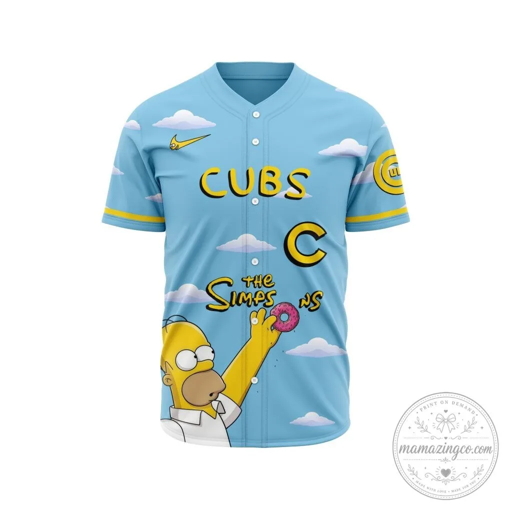 Chicago Cubs The Simpsons Homer Simpson Wonderbat Baseball Jersey 6 Chicago Cubs The Simpsons Homer Simpson Wonderbat Baseball Jersey
