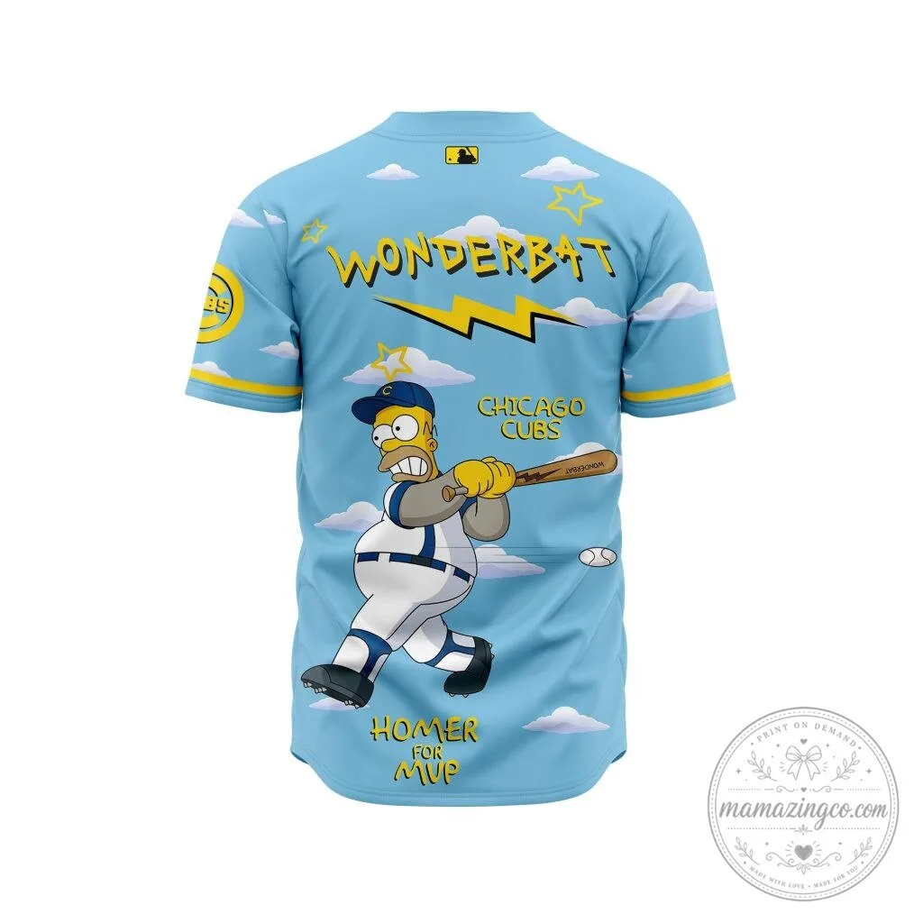 Chicago Cubs The Simpsons Homer Simpson Wonderbat Baseball Jersey 7 Chicago Cubs The Simpsons Homer Simpson Wonderbat Baseball Jersey