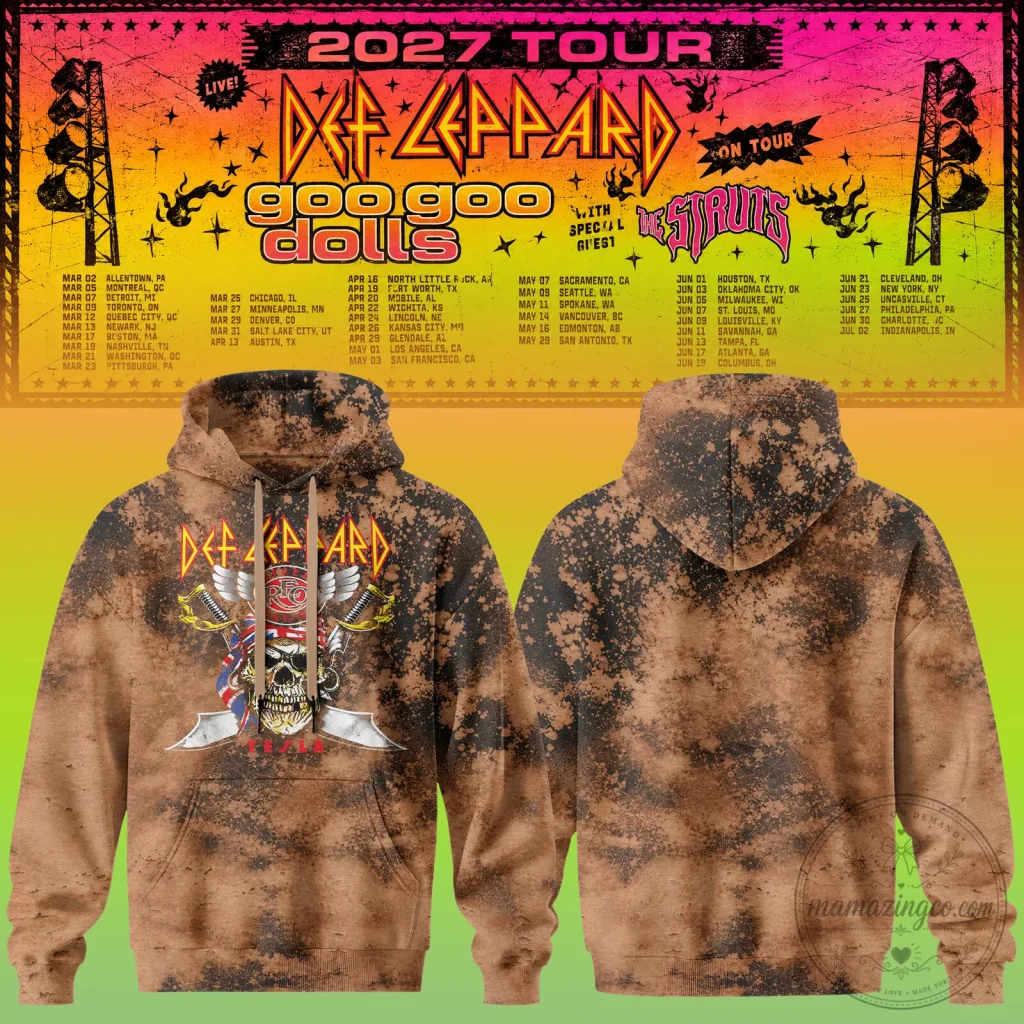 Def Leppard 2027 Tour Bleached Skull Design Hoodie Def Leppard 2027 Tour Bleached Skull Design Hoodie